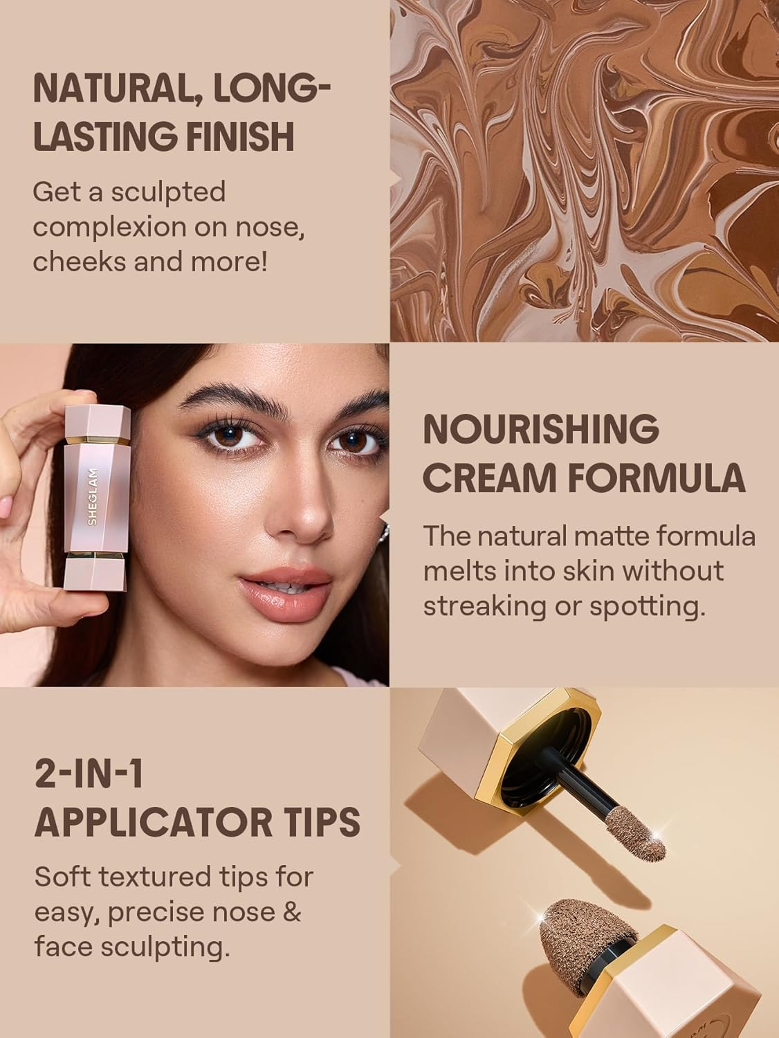 SHEGLAM Precision Sculpt Liquid Contour Duo-Soft Tan image number 3