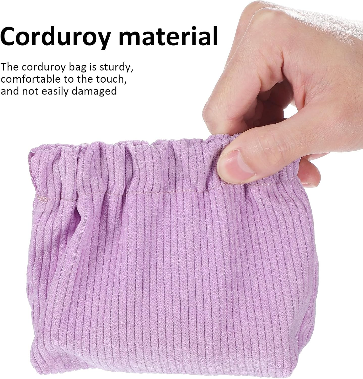 HAMPPLIES Corduroy Makeup Bag 6 Pcs Elastic Storage Pouch Jewelry Organizer Portable Cosmetic Bag for Women Travel Daily Use image number 4