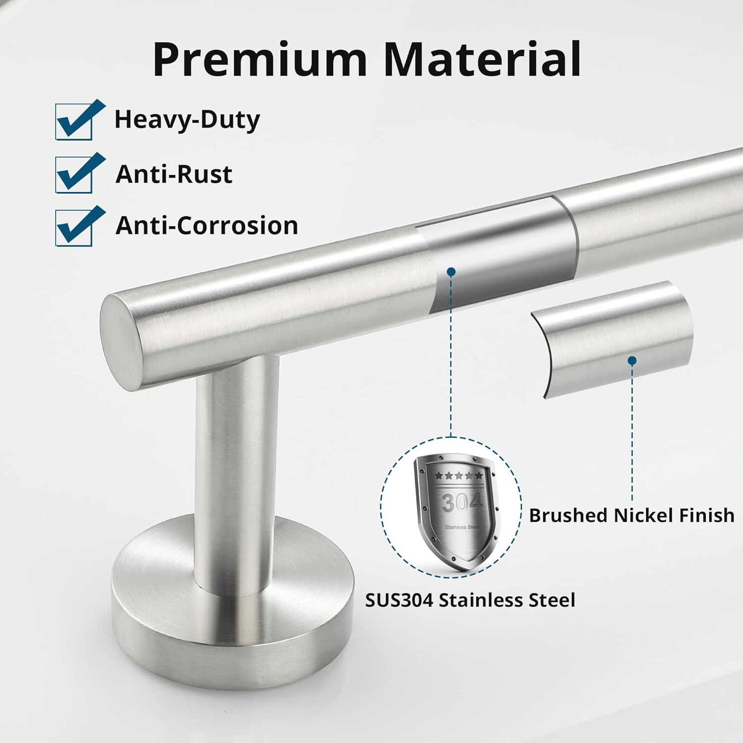 SAYAYO Towel Bar for Bathroom, 24 Inch Towel Rack Hand Towel Holder Rustproof Stainless Steel Brushed Nickel 60CM, Wall Mount (21 Inch Hanging Length) image number 6