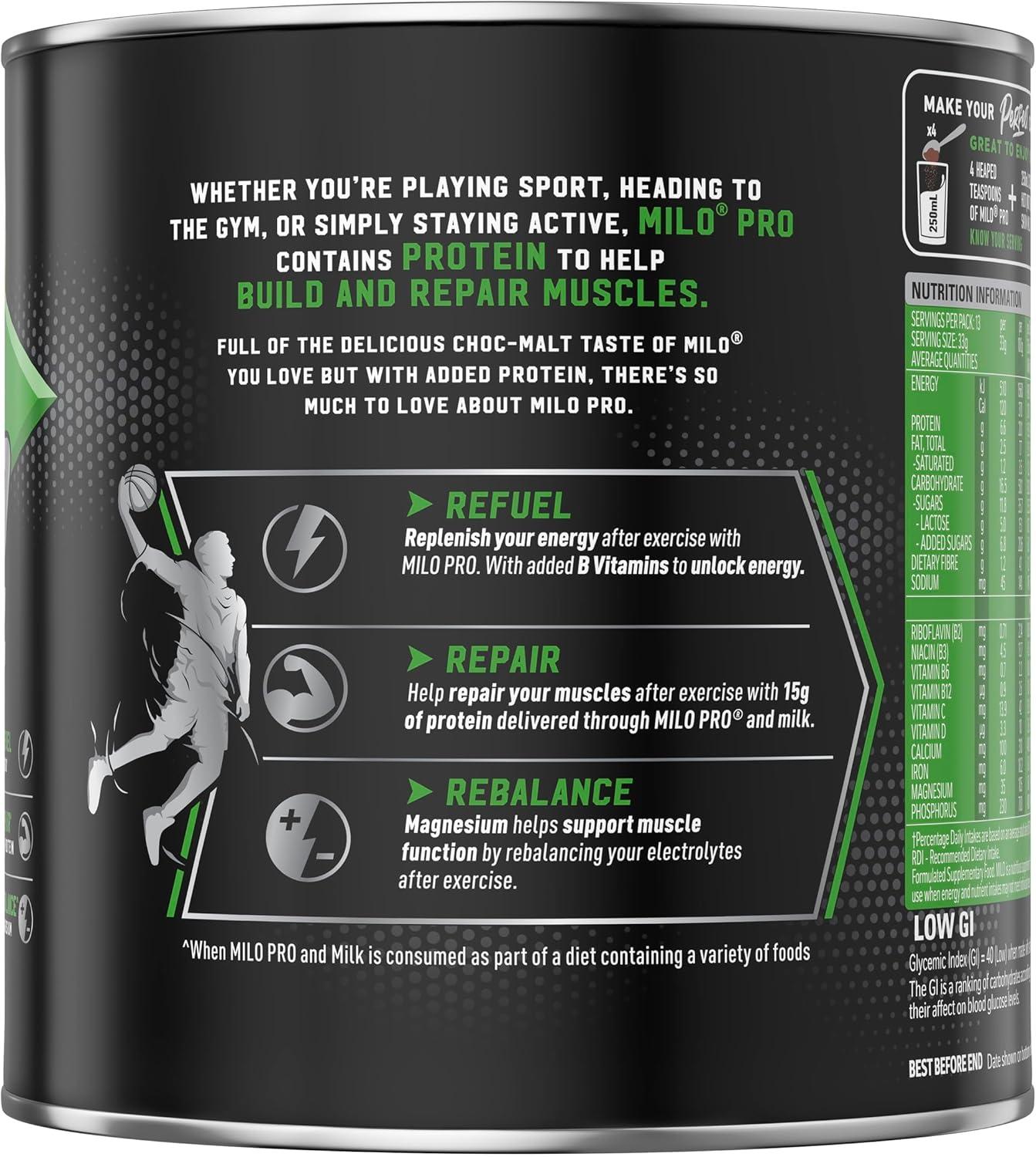 Milo Pro Protein Chocolate Malt Powder Hot or Cold Drink 440 G image number 1