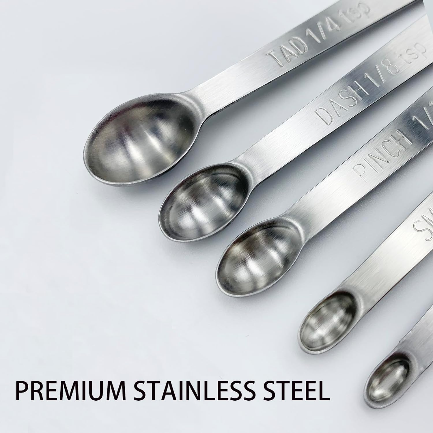 EYBDYB Stainless Steel Mini Measuring Spoons Set of 5 &ndash; Precise Teaspoon Measuring Tools 1/64, 1/32, 1/16, 1/8, 1/4 Tsp &ndash; Small Spice Measuring Spoons with Silicone Grip Handles & Storage Ring image number 4