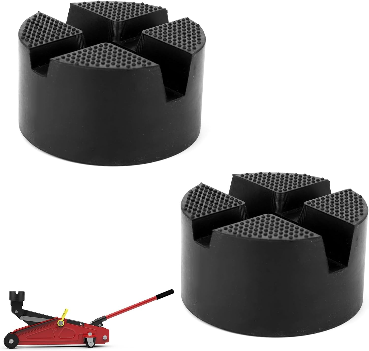 2Pcs Pinch Weld Jack Pad Adapter, Universal Rubber Thicker & Grippy Floor Jack Pads Slotted Frame Rail Protector for Car Truck image number 5