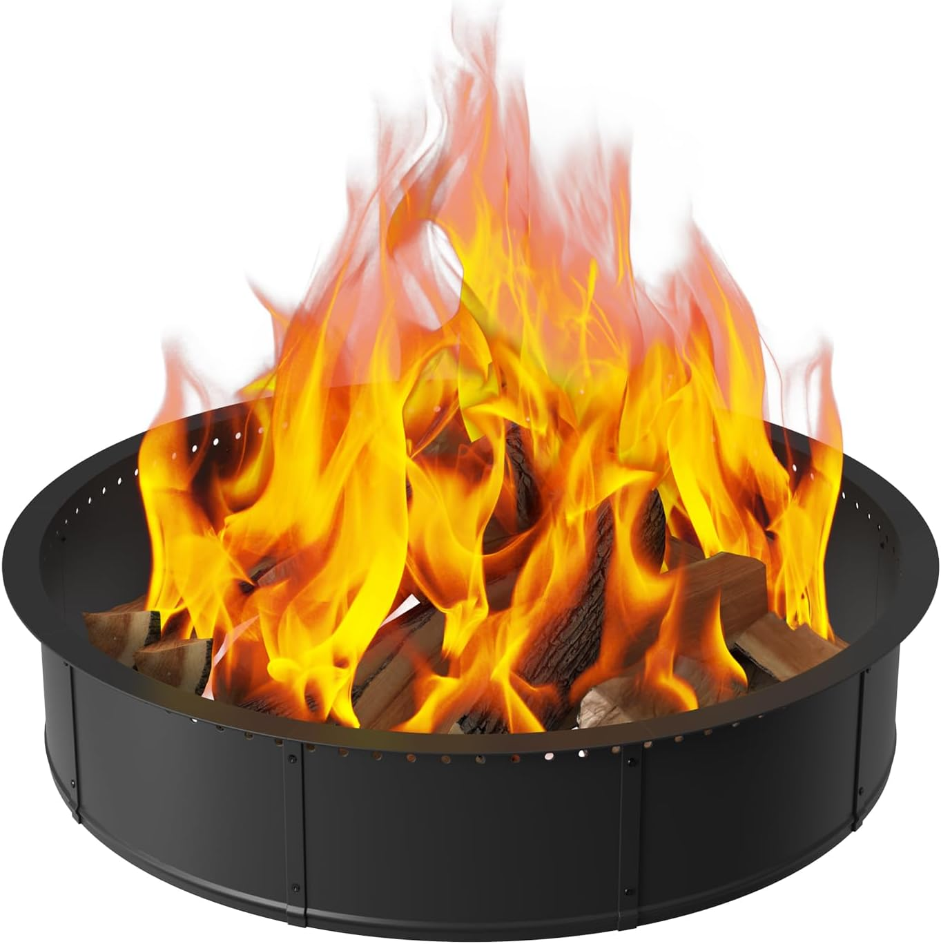Mapleway Smokeless Fire Pit Ring, 42Inch Large round Portable Metal Firepit Accessories for outside Wood Burning Patio Camping Bonfire Campfire image number 1