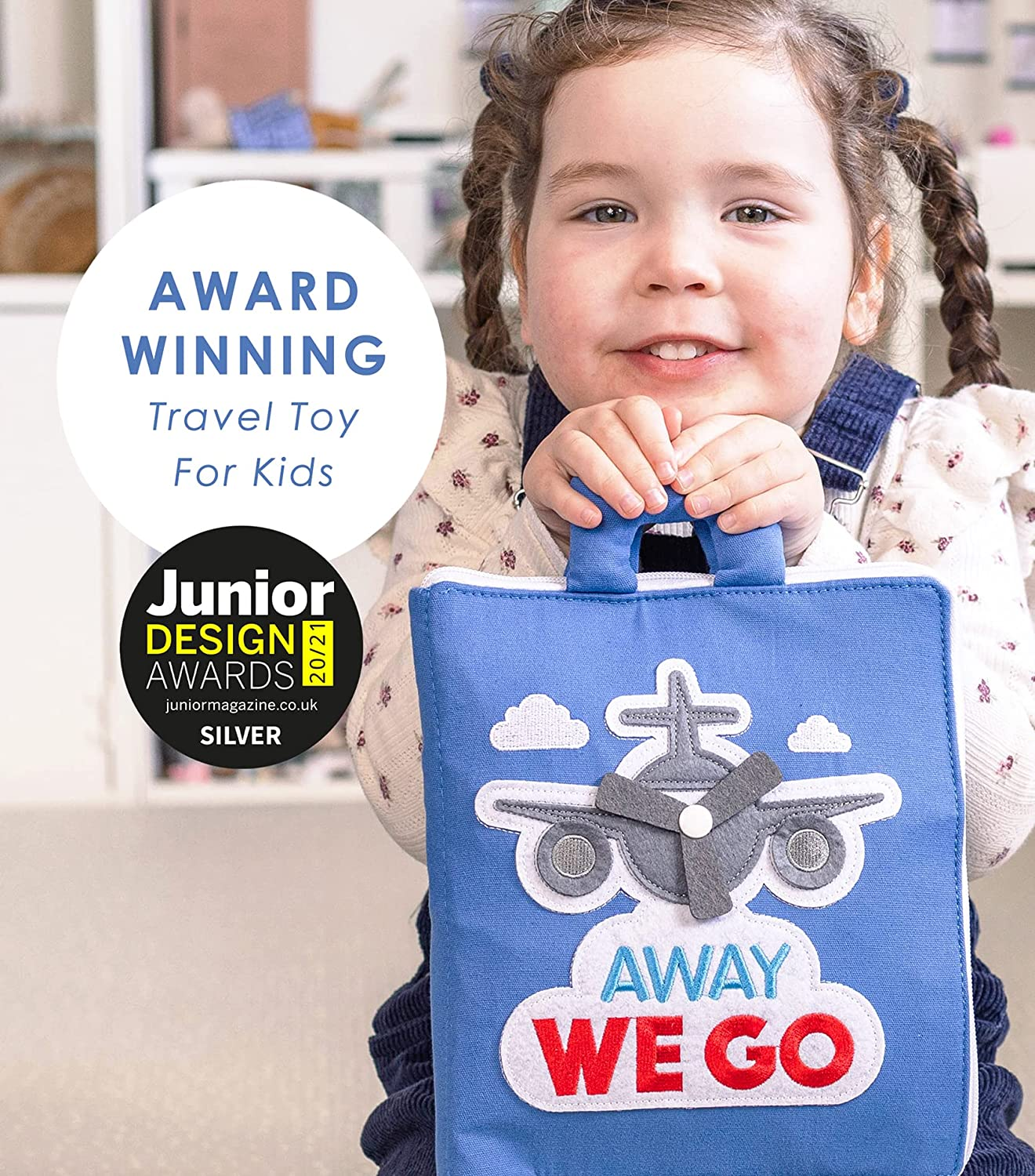 Curious Columbus Quiet Book for Toddlers. Away We Go Large Educational Preschool Fabric Montessori Activity Book with 10 Pages for Learning and Quiet Play, Airplane and Road Trip Travel Toy Essentials image number 3