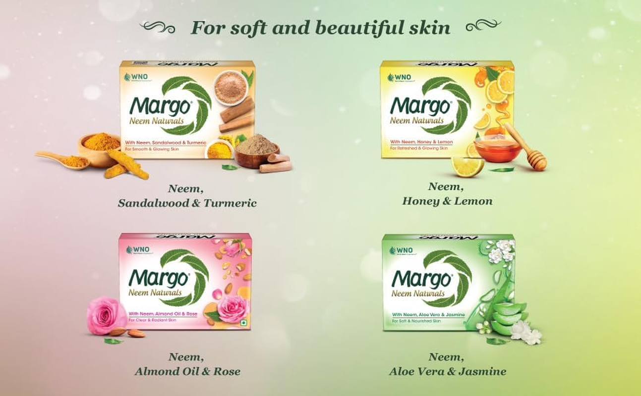 Margo Neem Naturals Soap with Goodness of 1000 Neem Leaves (100Gm X Pack of 5) | Enriched with Aloe Vera & Jasmine | Soap for Soft & Nourished Skin [100GM X 5] image number 2