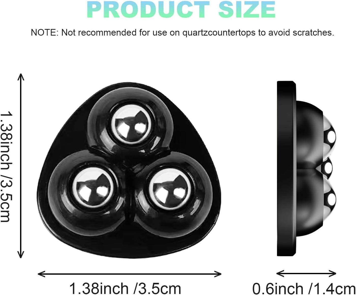 Furniture Sliders with Adhesive Rollers, 20 Piece Set, for Appliances and Countertop, Coffee Slider Set (20, Triangular-Black) image number 1