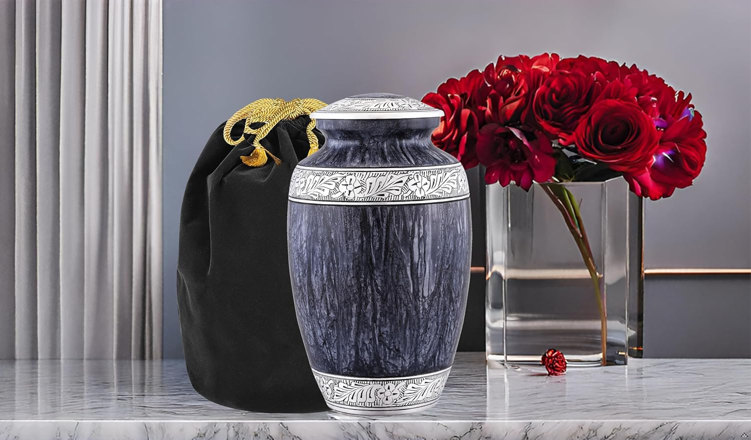 Cremation Urn for Human Ashes &ndash; Large Adult ERN for Ashes &ndash; Funeral Urn for Men & Women &ndash; Memorial ERN for Loved Ones &ndash; Burial Urn for Home, Columbarium, or Funeral Service (Grey, Adult) image number 6