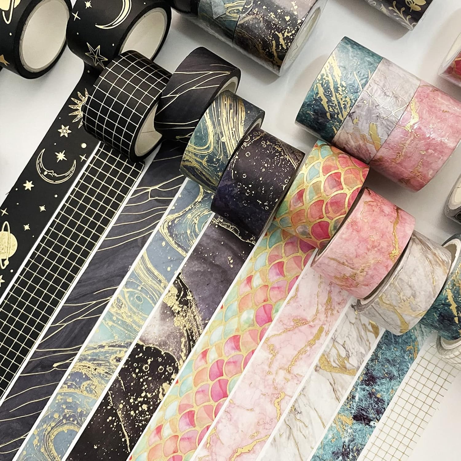 YUBBAEX Gold Veins Washi Tape Gorgeous Foil Masking Tape Set Decorative for Arts, DIY Crafts, Journal Supplies, Planners, Scrapbook, Card/Gift Wrapping (Gilding Flows) image number 3