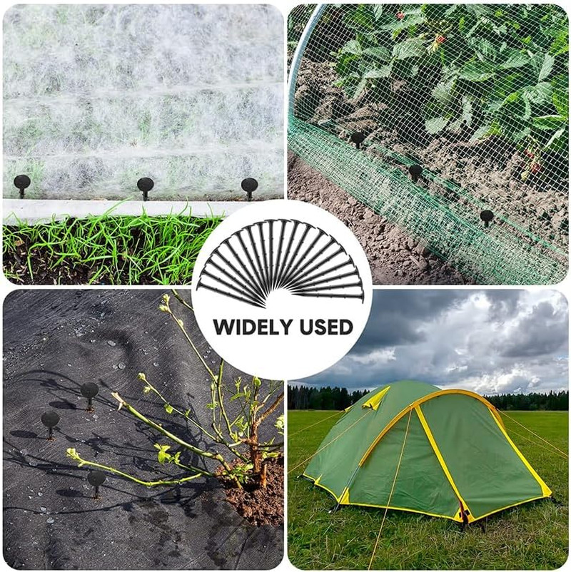 200X Grass Pegs Lawn Turf Weed Mat Plastic Pins Stakes Anchor Lawn Sod Fasten, 11Cm Black Plastic Stakes, Ideal for Garden and Turf Fastening image number 4