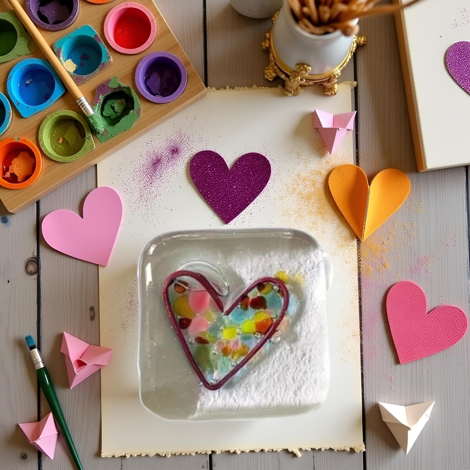 Fused Glass Heart Pocket Hug Token, Resin Glass Heart Pocket Token,Handmade Pocket Token Fused Heart Keepsake Gift for Friends Couple Family,Fused Glaze Heart Pocket Token,Luggage and Travel Gear image number 3