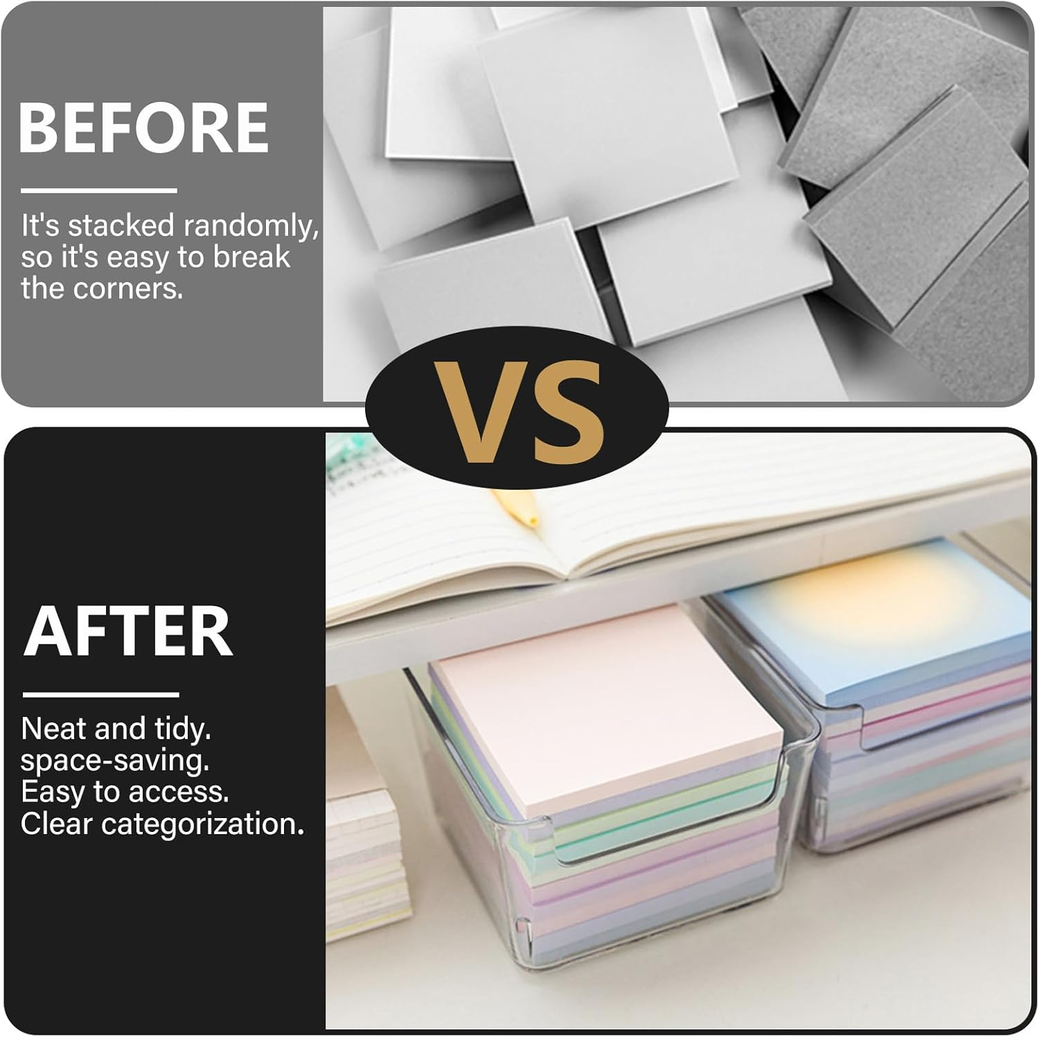 ASTIMESA Clear Acrylic Sticky Note Holder, 3.7 X 3.7 X 2.4 in Notepad Holder, Memo Pad Sticky Note Dispenser Desk Organizer for School Dorm Office Home Supplies（2 Pack） image number 6