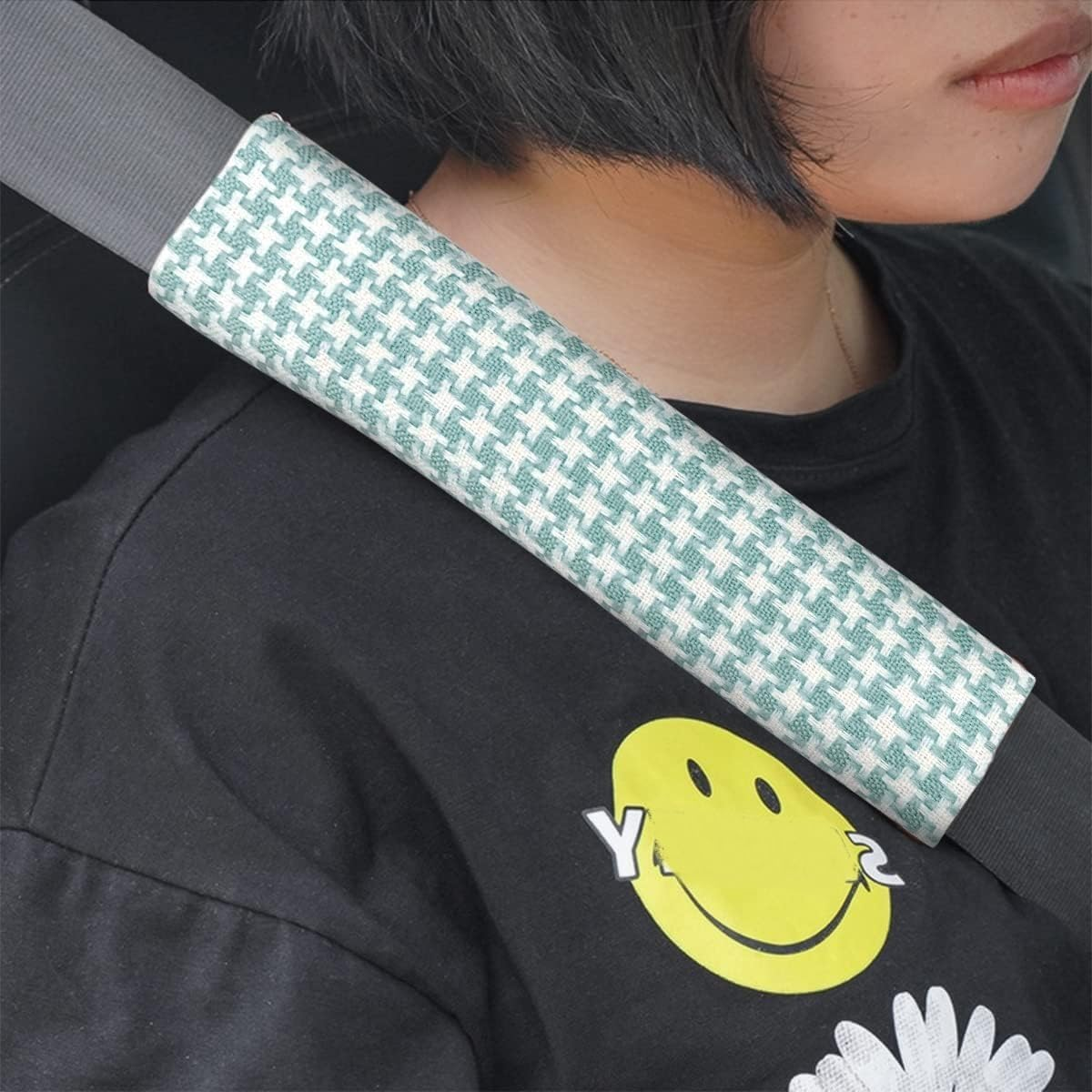 2PCS Car Seat Belt Cover, Soft Auto Seatbelt Shoulder Pad, Cotton and Linen Safety Belt Protector, Comfortable Seatbelt Strap Protection, Universal Automotive Interior Accessories (Green, One Size) image number 1