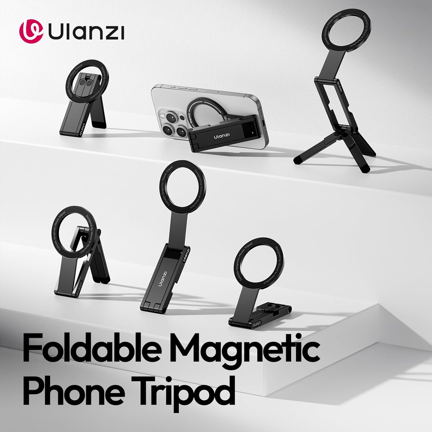 ULANZI MA60 Magnetic Phone Tripod Stand for Iphone - Aluminium Smartphone Mini Tripod Pocket Cell Phone Stand Strong Magnet Quick Mount Compatible with Iphone 17 16 15 14 13 12 Series - Green image number 7