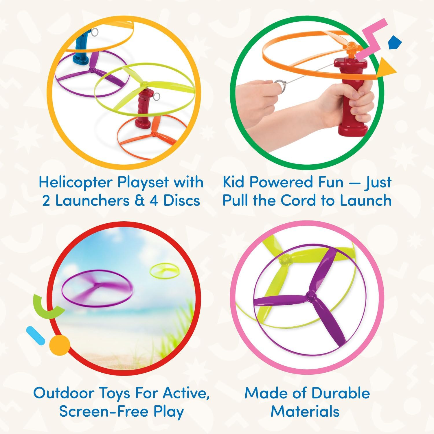 Battat &ndash; Flying Disc Toy &ndash; 2 Launchers & 4 Discs &ndash; Helicopter Playset &ndash; Outdoor Toys for Summer &ndash; 3+ Years&ndash; Skyrocopter image number 6