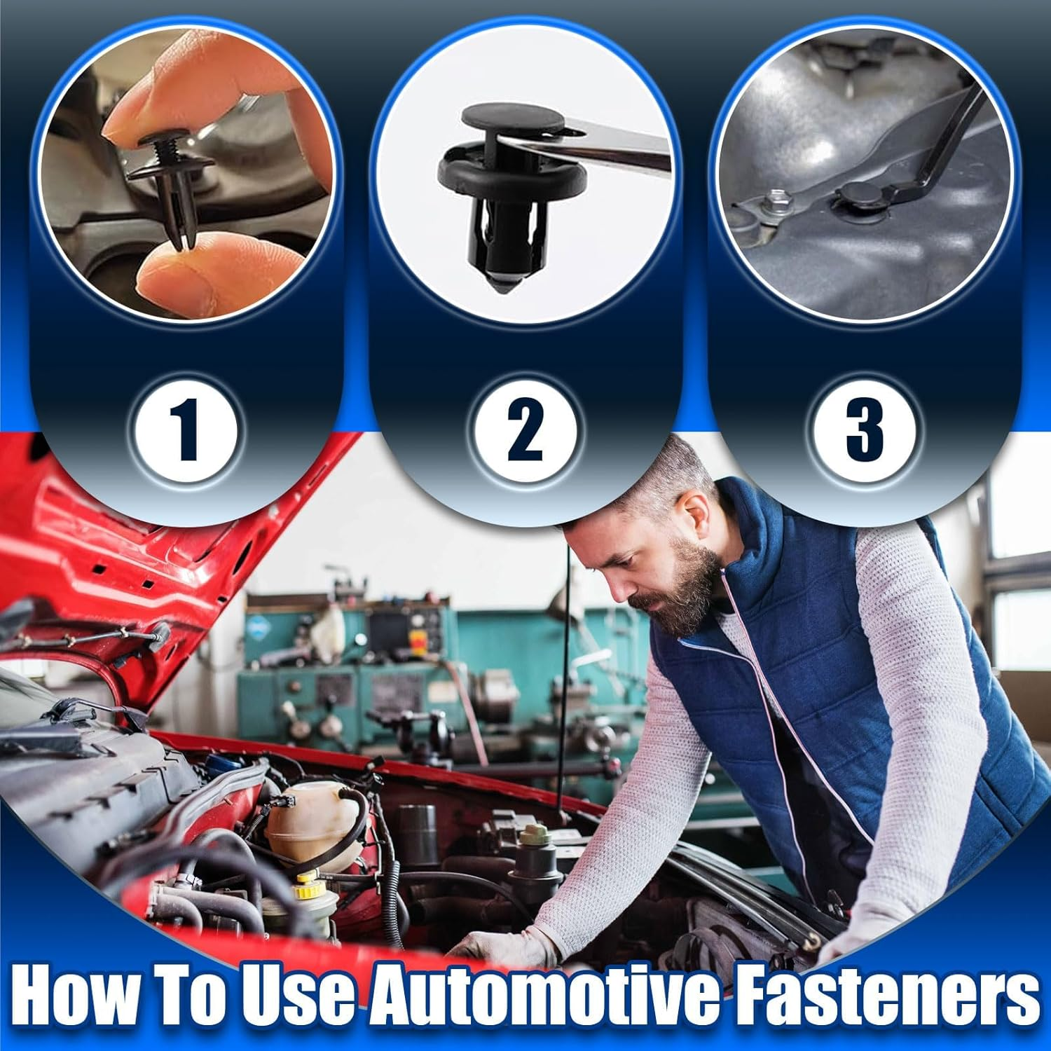 Car Retainer Clips, 240 Pcs Push Bumper Fastener Rivet Clips with Remover Fit, Auto Body Plastic Retainer Clips for Most GM and Nissan Automobiles image number 3