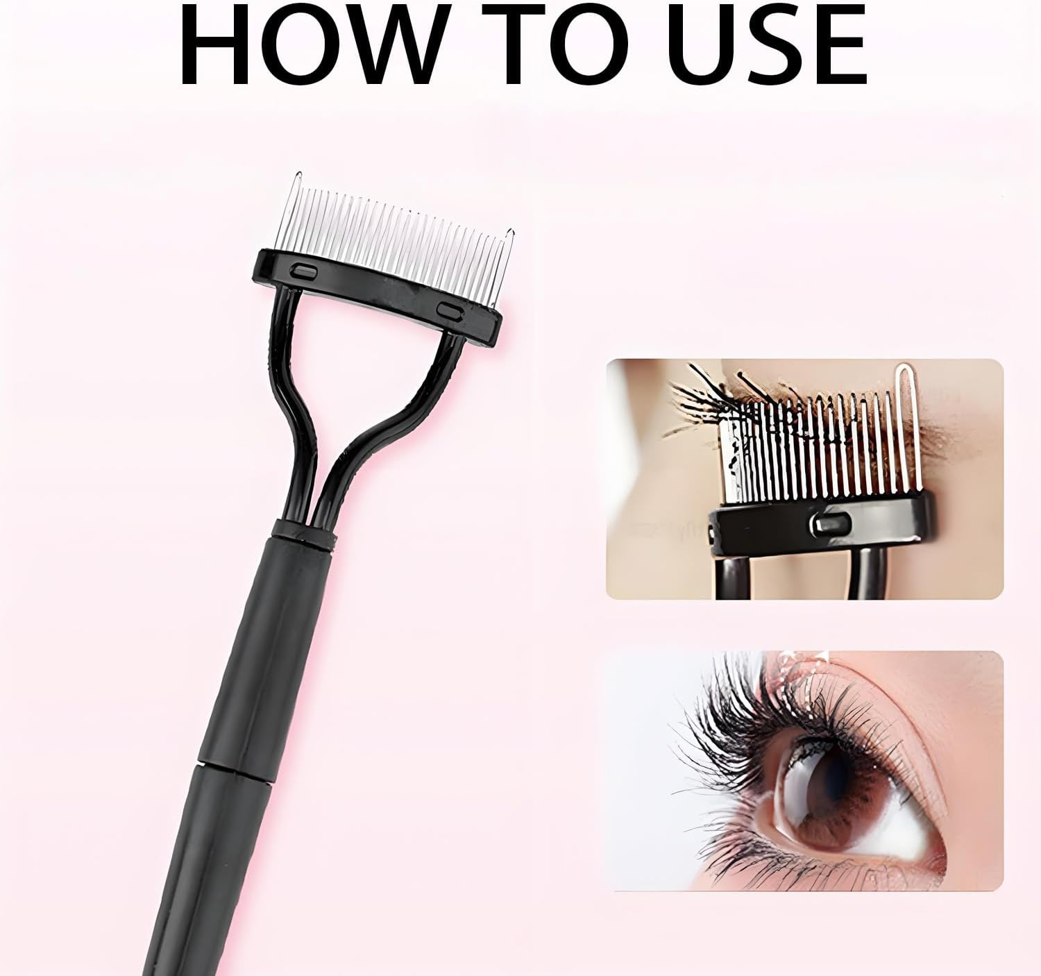 Eyelash Curler and Comb Set with 6 Refills,Mascara Applicator and Gentle Lash Separator(Rose Gold,Black) image number 6
