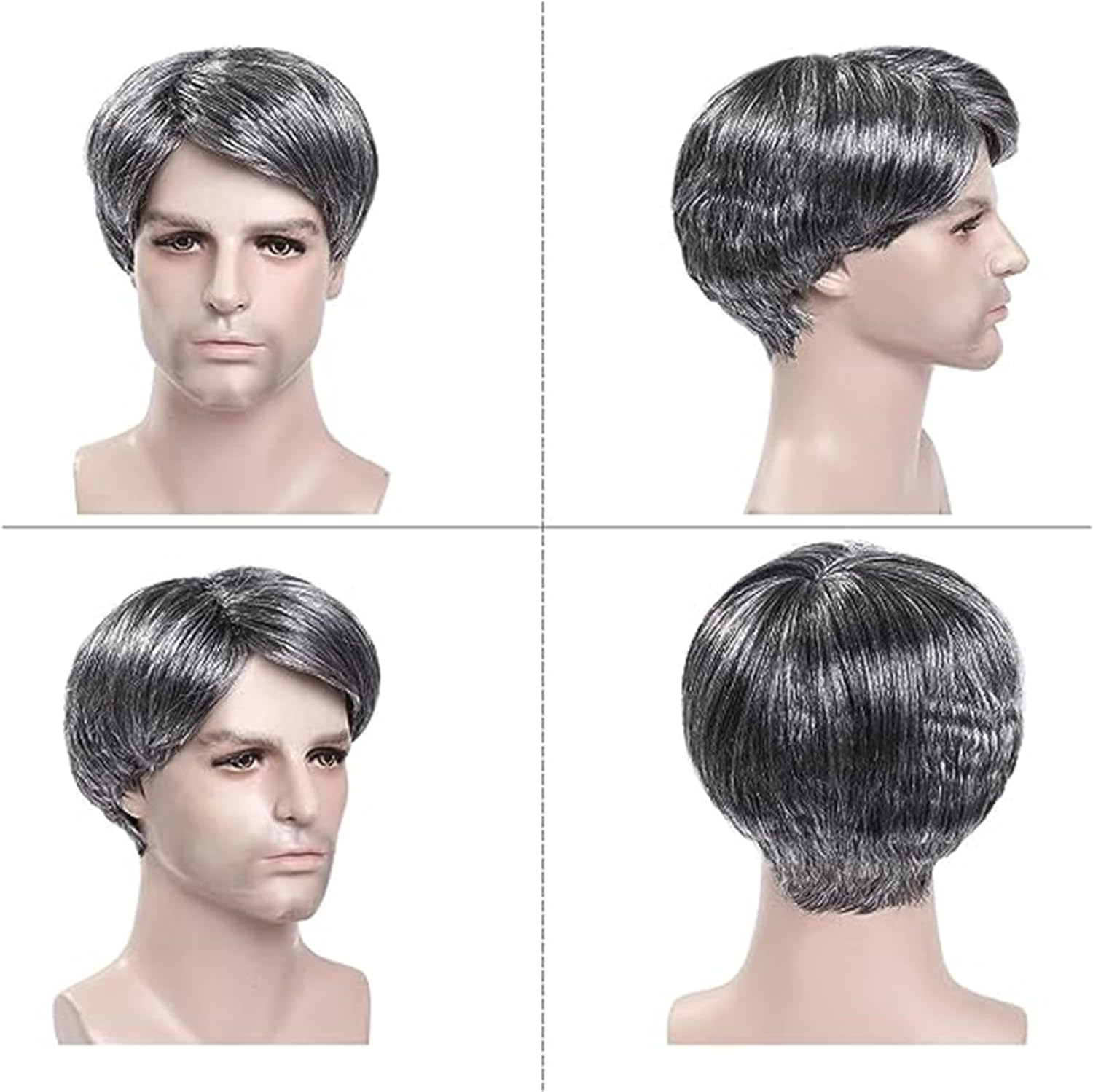 6 Pieces/Set Grandpa Dress up Set, Wig Hat, Grandpa Glasses, Eyebrow Mustache Stickers for Halloween Costume Party Cosplay Party 100 Days of School Costumes image number 2