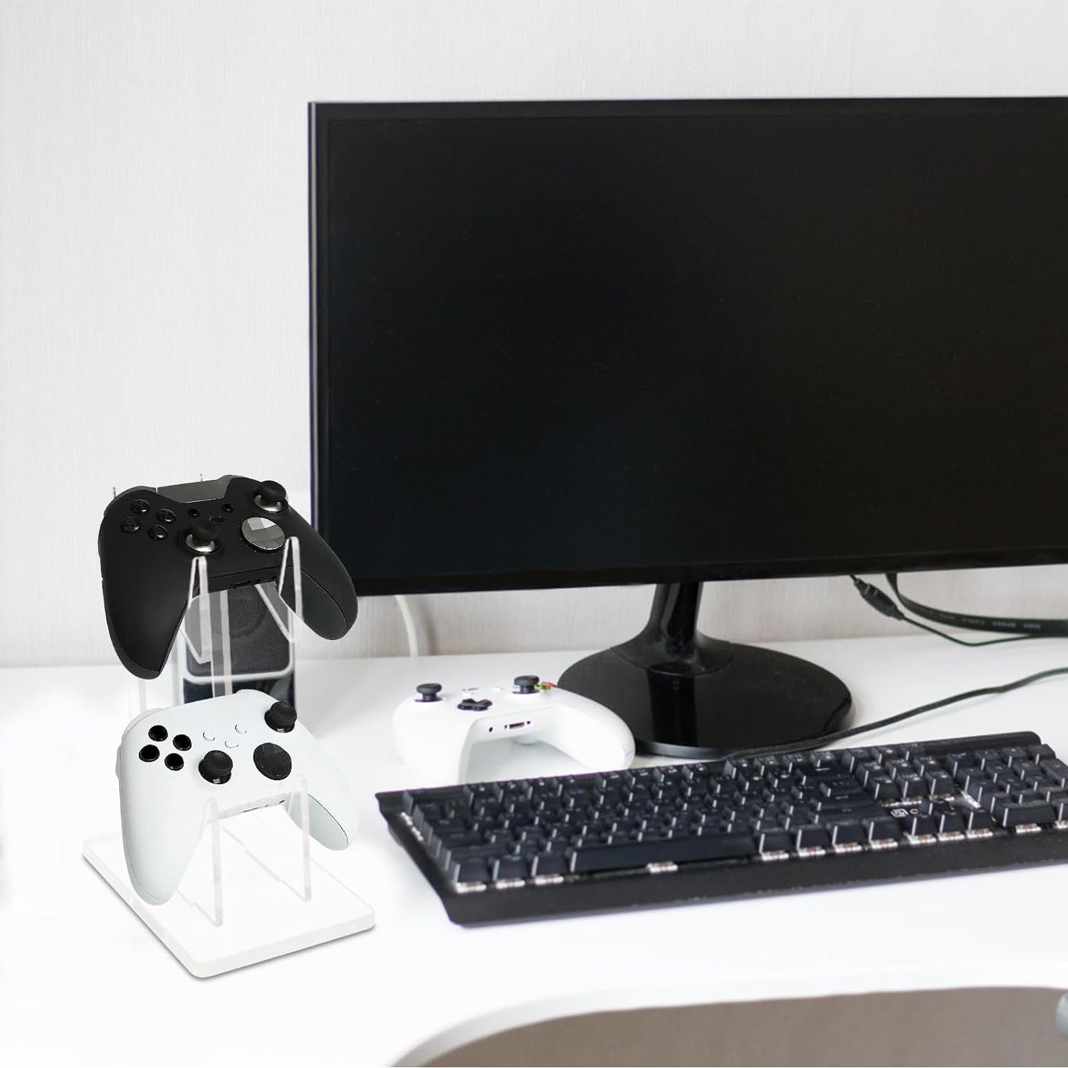 Transparent Acrylic Game Controller Stand Holder, Double-Layered Gaming Controller Holder Stand, Universal Dual Gamepad Controller Holder Accessories, Headphones Headset Stand for Desk Table image number 6