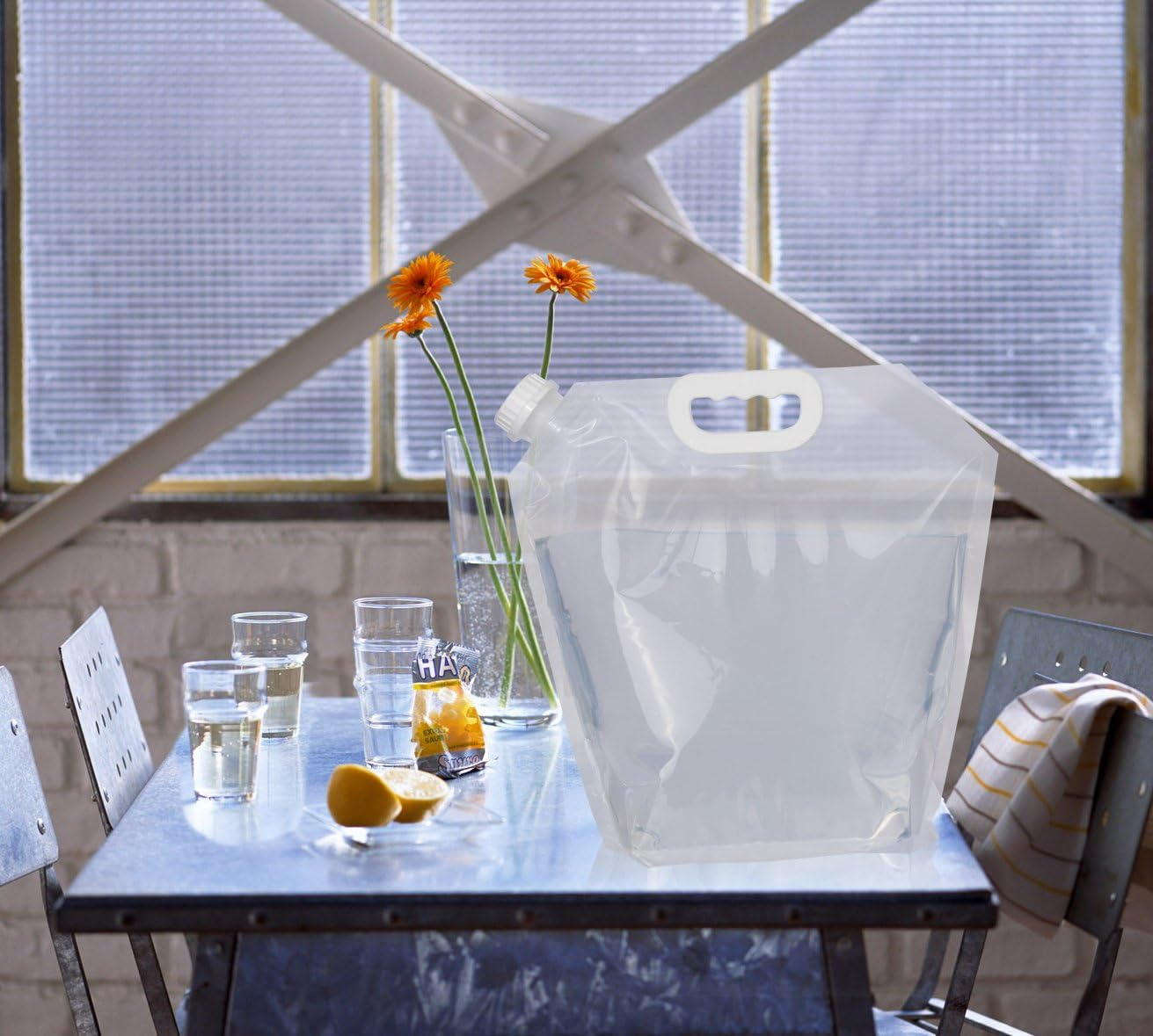 Collapsible Water Tank Container 4 Pack 5L BPA Free Plastic Water Carrier Portable Water Tank Lightweight Space-Saving Outdoor Folding Water Bag for Sport Hiking Camping Riding Mountaineer-Clear image number 6