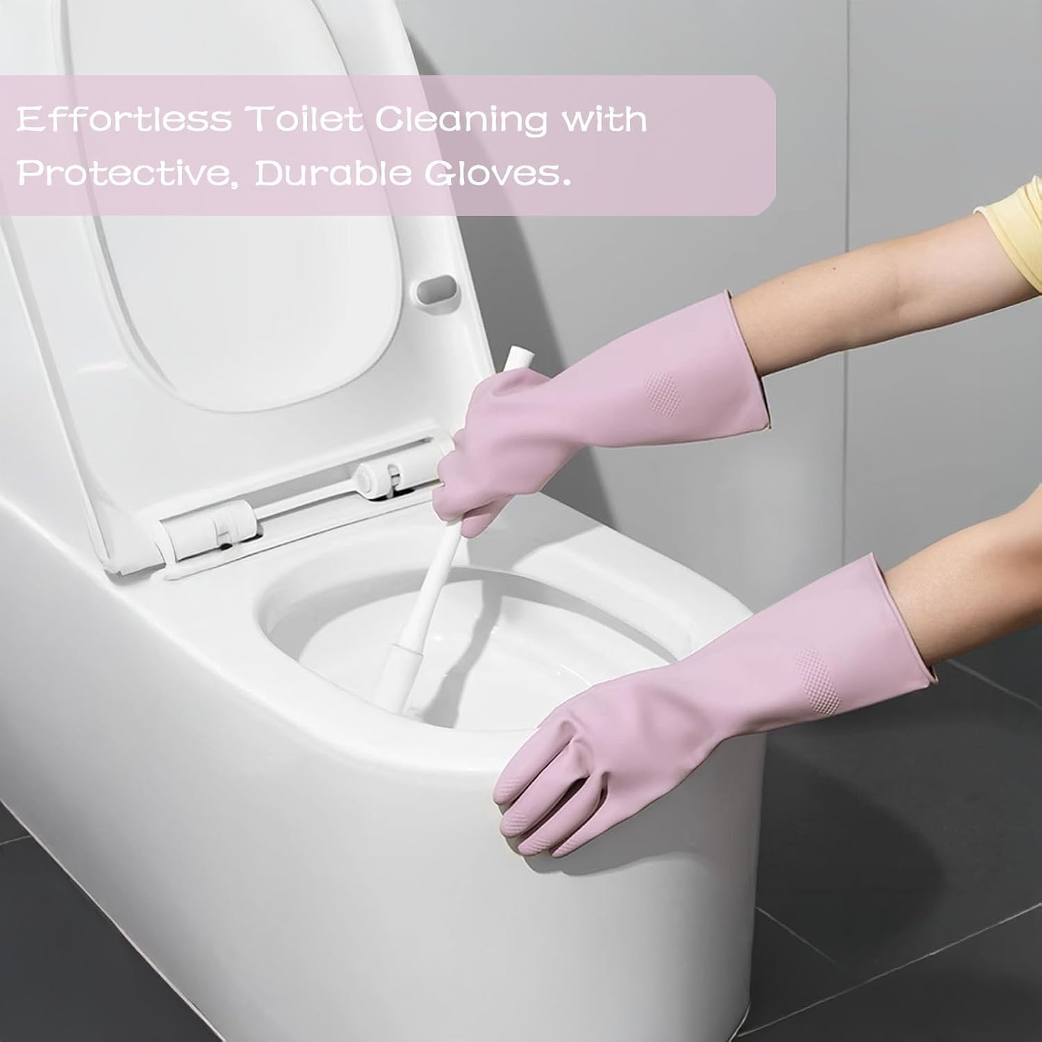 Rubber Dishwashing Cleaning Gloves, 4 Pair Reusable Colorful Kitchen Dish Gloves Rubber Cleaning Gloves, Reusable Colorful Kitchen Dish Gloves for Washing Dishes and Household Cleaning image number 2