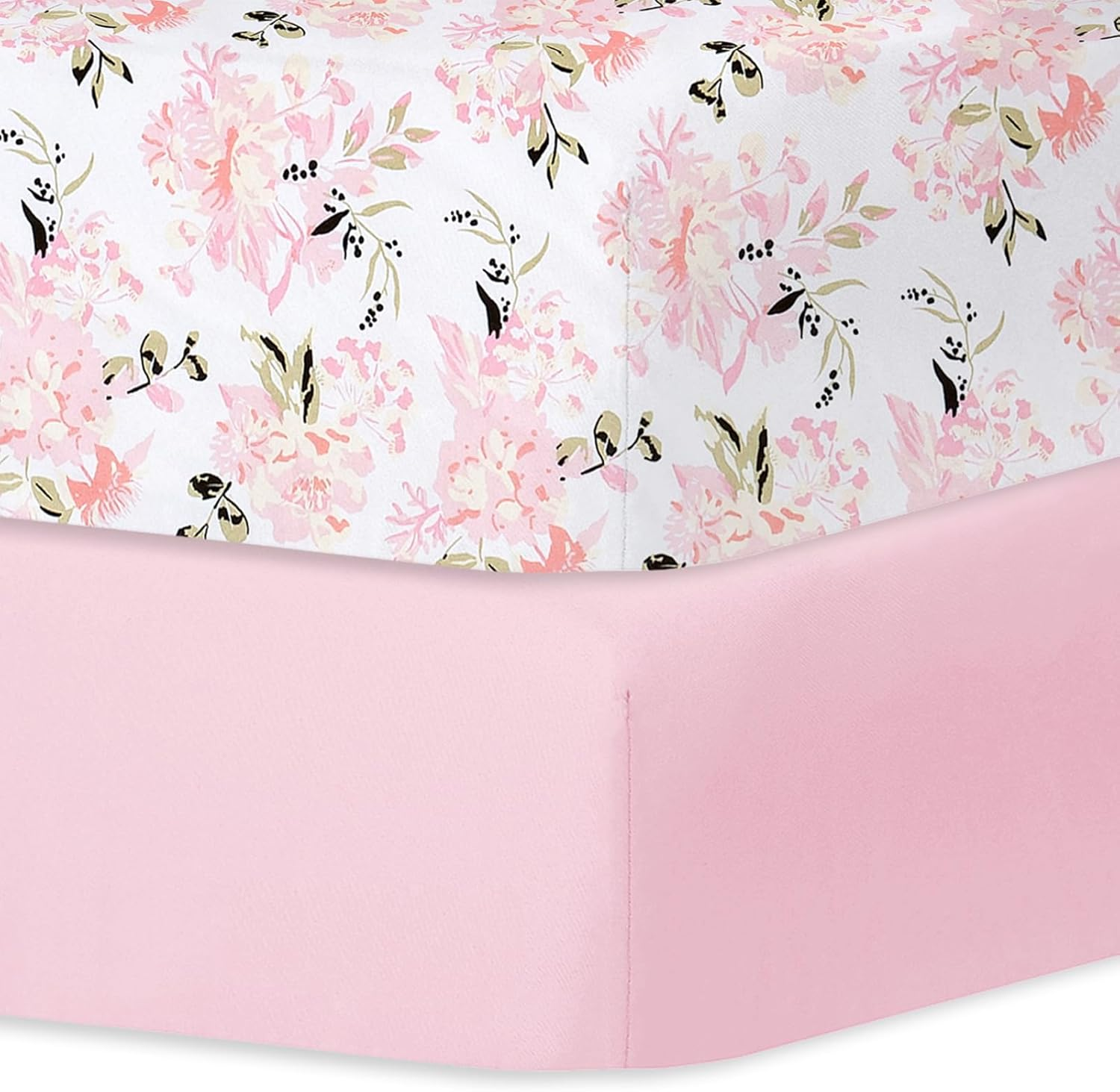 Little Grape Land Cot Sheets for Boys Girls, Baby Cot Sheets Fitted 2 Pack for Standard Cot and Toddler Bed Mattress,132X71 Cm Soft Microfiber Cot Mattress Cover with Cute Patterns(Navy Truck)