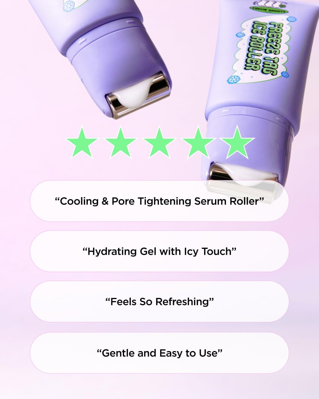 CHASIN' RABBITS Freeze Tag Ice Roller 1.69 Fl. Oz, Cold Face Roller for Wrinkles Care, Ice Face Roller Skin Care Gel Serum, Massage Roller Self Care for Women, Korean Skincare image number 1