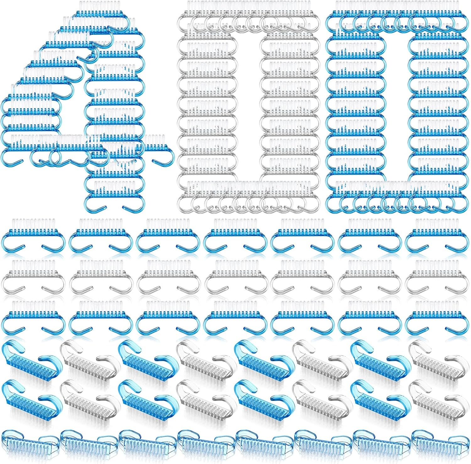 Bokon 400 Pcs Handle Grip Nail Brush Bulk Nail Scrub Brush Nail Brush for Toes and Nails Cleaner, Pedicure Scrubbing Tool Kit for Men and Women(Colorful)