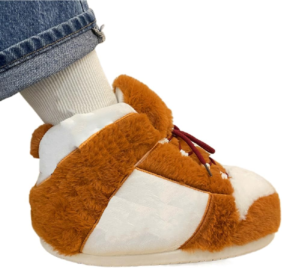 CHYUANSLIS Cozy Unisex Sneaker Slippers - Trendy, Comfy Kicks for Indoors with Non-Slip Soles, Soft Plush & One-Size Fits Most