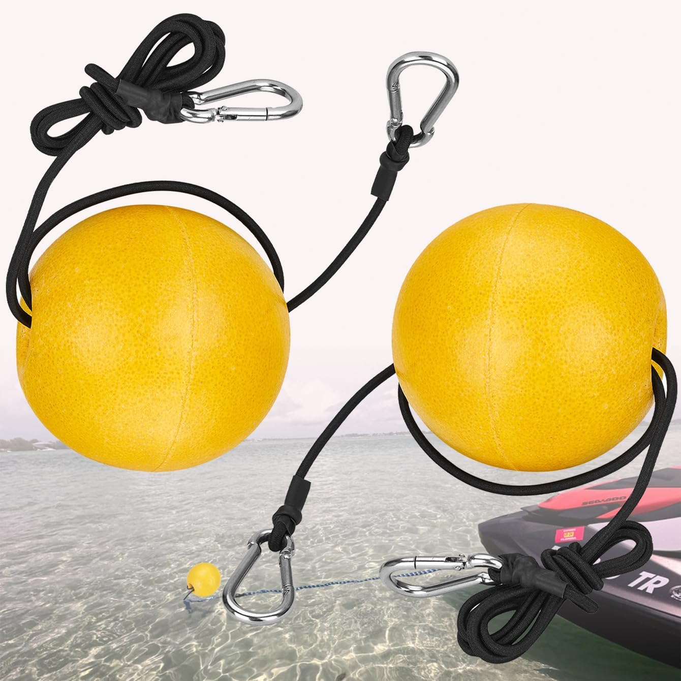 Anchor Buoy Float,2 or 4Pcs Crab Trap Floats Anchor Marker Buoy,High Visibility Buoy Float with 51" Bungee Cord & Clip