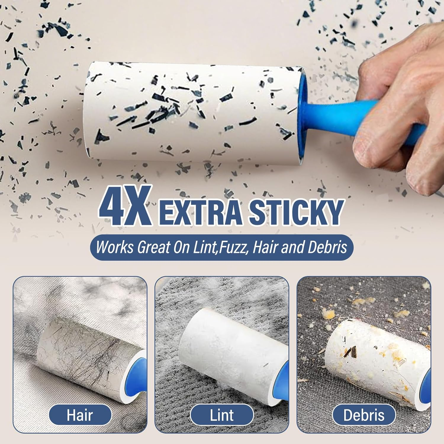 JORAGO Lint Roller and Refill - 1440 Sheets Portable Lint Remover Set, Extra Sticky Lint Pet Hair Removal Picks up Fur & Fluff for Clothes, Dog Cat Hair, Bed, Furniture, Couch, Carpet, Home, Car image number 3