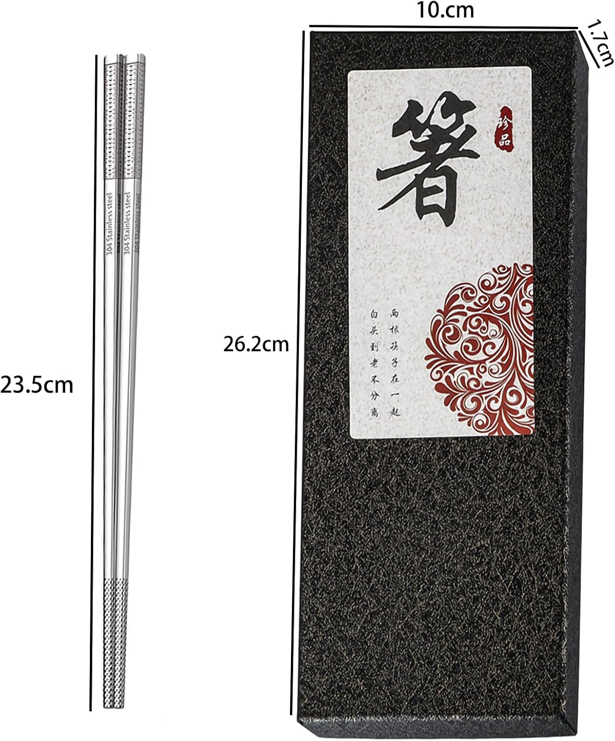 5 Pairs Stainless Steel Chopsticks - Reusable, Dishwasher Safe, Square, Lightweight, Laser Engraved, Non-Slip - 304 Metal Chop Sticks image number 3