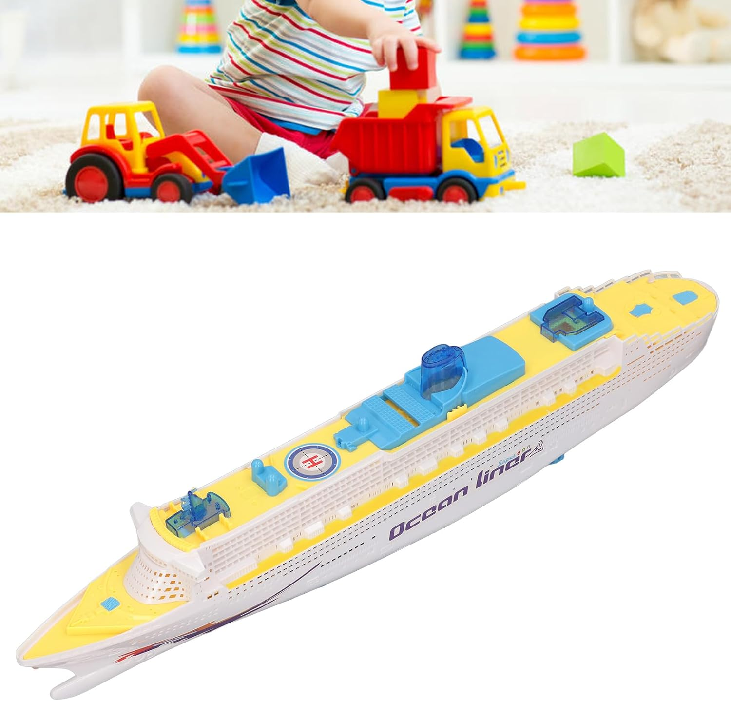Cruise Ship Model Toy, Boat Toy with Light and Sound, Kids Colorful Ocean Liner Cruise Ship Boat Toy with Walking Function, for Kids Toddlers Boys Girls Adults Age 3-12 image number 4