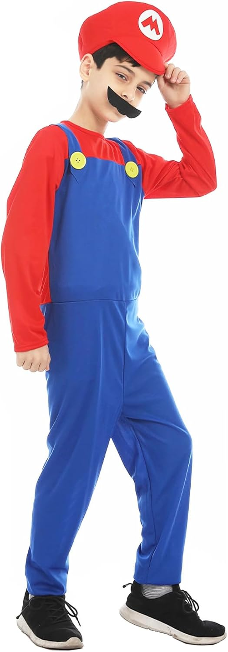 Boys Super Brothers Costume Plumber Cosplay Halloween Costume for Kids Adult with Accessory image number 2