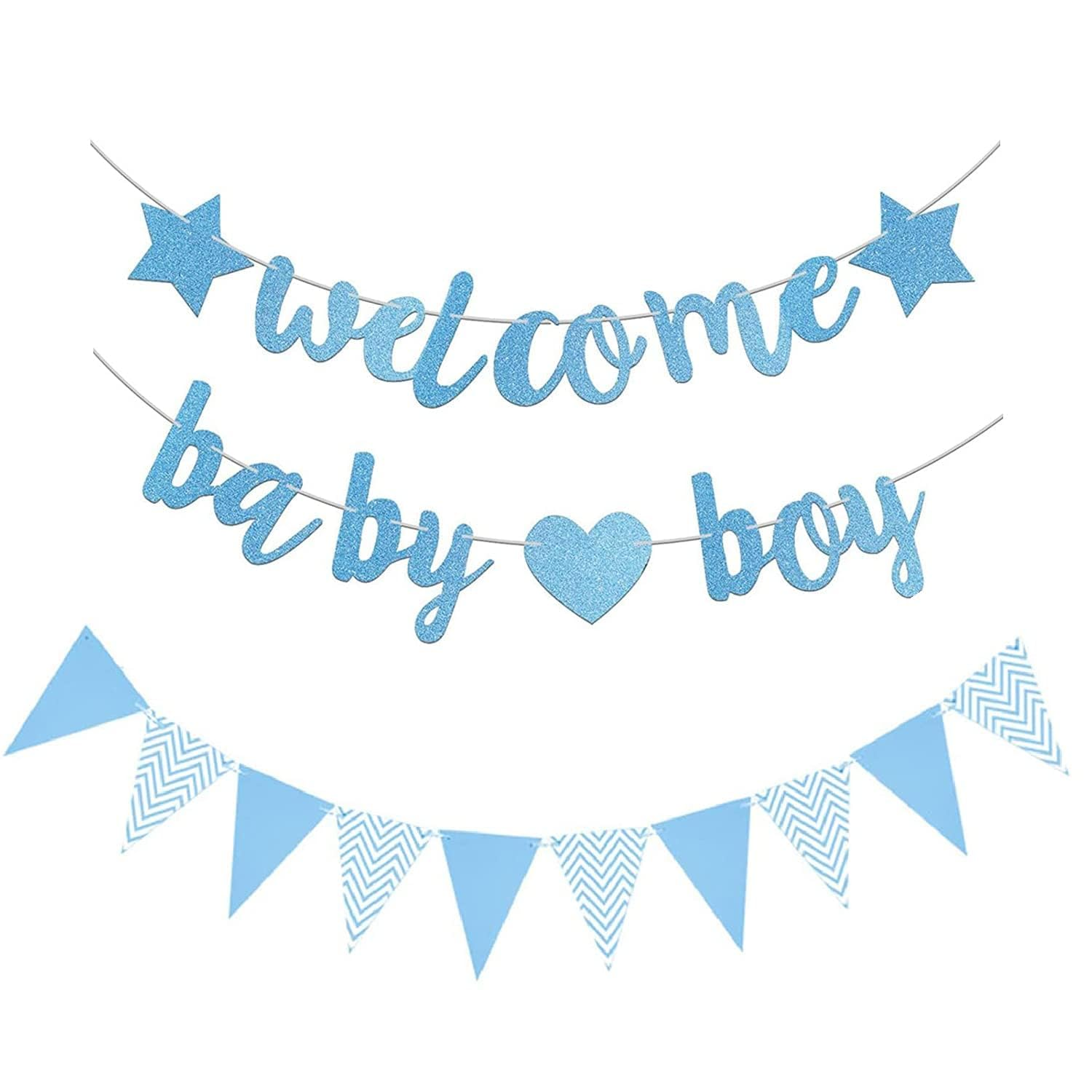 Welcome Baby Boy Banner, 1 Set Baby Boy Blue Glitter Party Decorations Banner,Baby Boy Shower Banner,Welcome Home Baby Boy,Baby Boy Welcome Banner,Welcome Baby Boy Banner Glitter Welcome Boy Banner