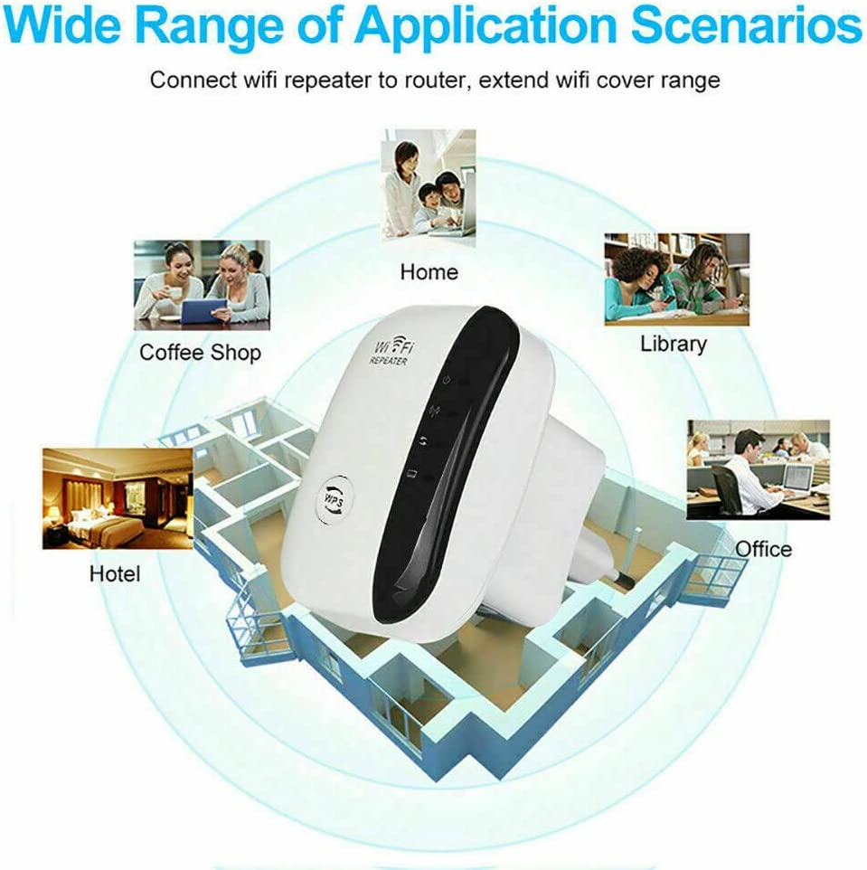 300Mbps Wifi Booster Wifi Extender Repeater Range Booster AP Router Wireless-N 802.11 2.4G Network with Integrated Antennas LAN
