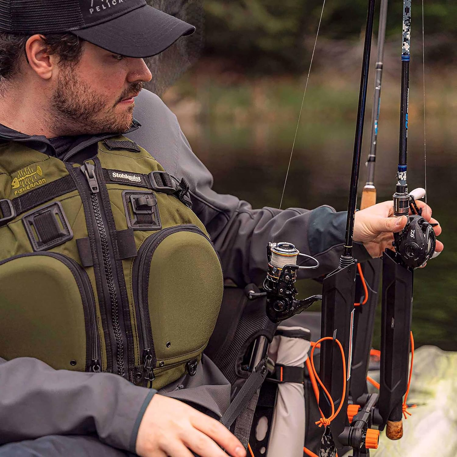 Pelican - Rocket Launcher Rod Holders - Adjustable 3 Rods Holder Fishing Poles - Universal Rod Holders, Black image number 2