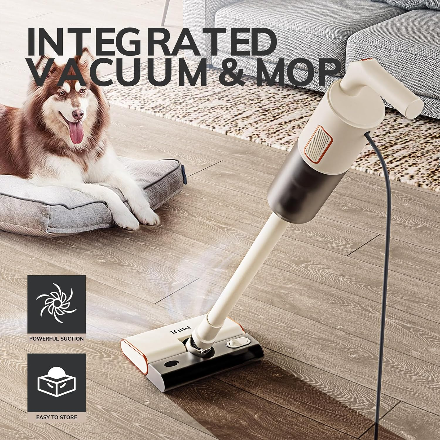MIUI Wet Dry Vacuum Cleaner, All-In-One Stickvac with Mop, Solution for Multi-Surface, Perfect for Hardwood, Tile, Marble, Area Rug & More, Corded, Safe for Homes with Children and Pets image number 1