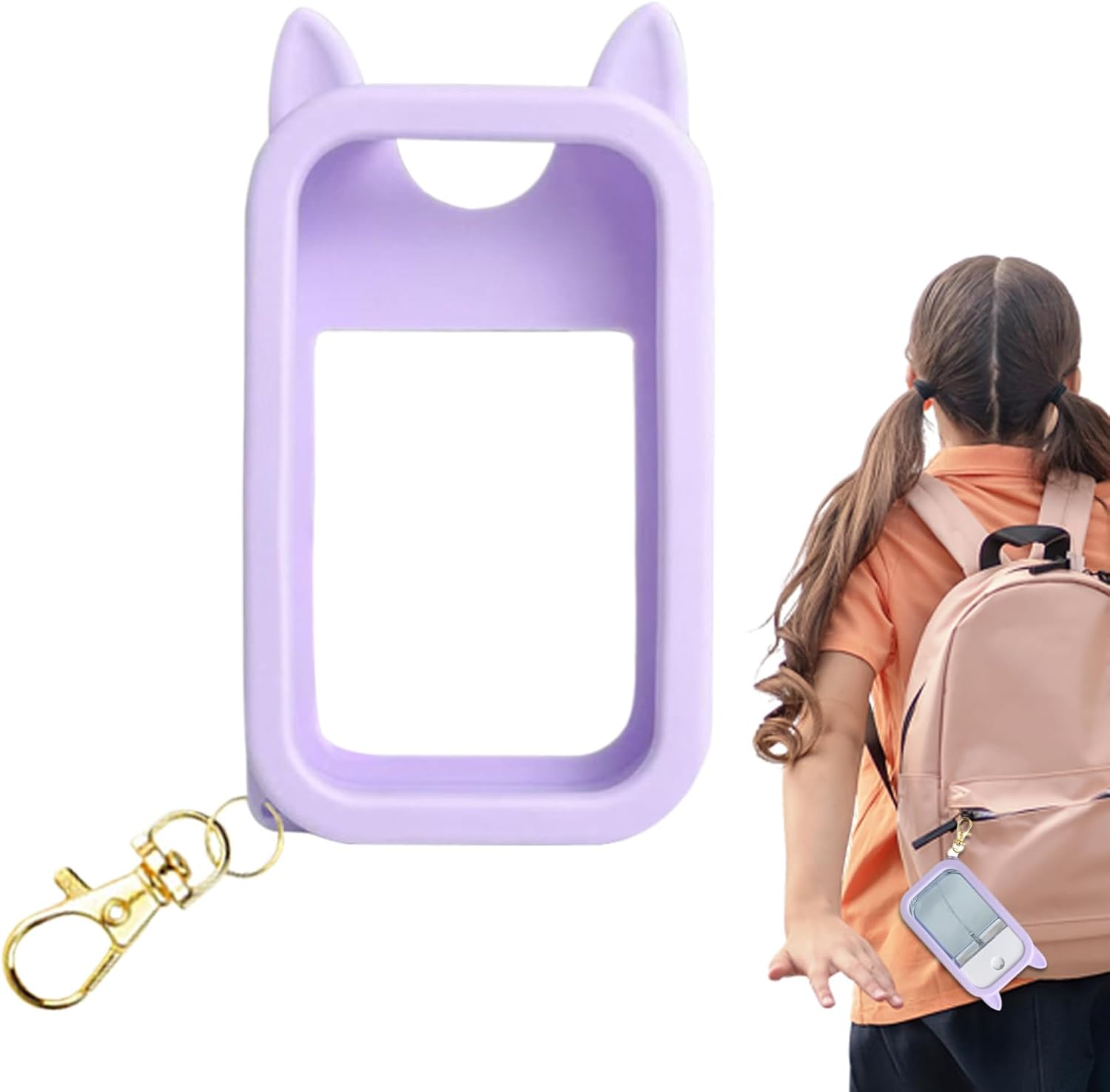 Ancsttu Hand Mist Spray Holder,Cute Ears Silicone Backpack Accessory,Protective Case with Keychain | for Men Outdoor Travel Trip Car Beach Park Workplace School Mall Public