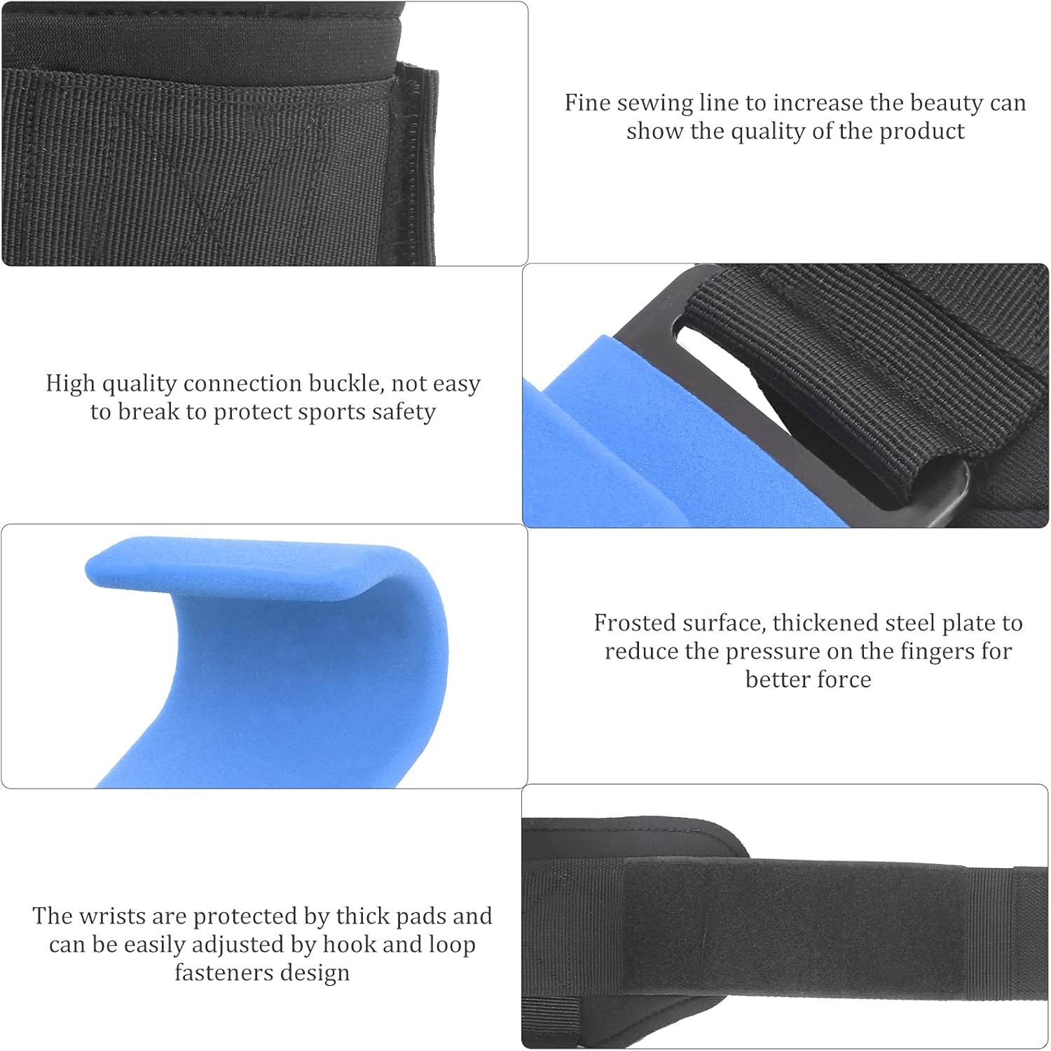 Weight Lifting Strap with Hook, Heavy Duty Wrist Straps Wrist Guard Weightlifting Support Hook Weightlifting Pull up Hook Adjustable (Blue Row Hook) image number 5