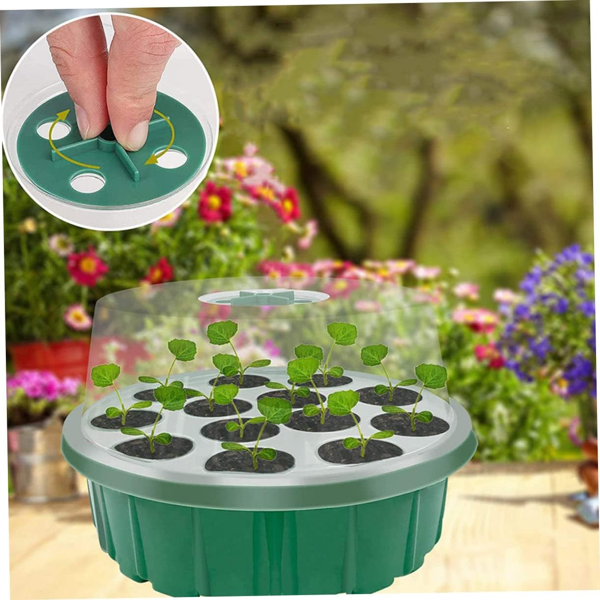 FONDOTIN 2Pcs Plant Starter Trays Seedling Boxes for Seeds Planting Gardening Box image number 2