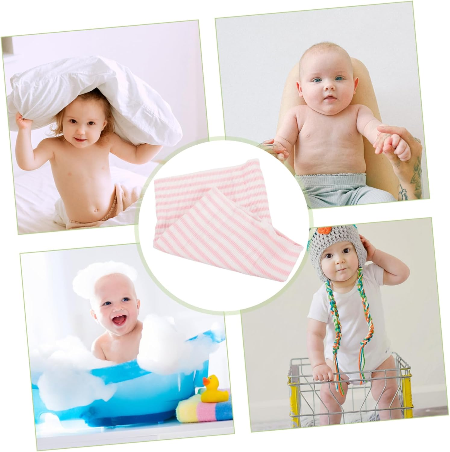 SHERCHPRY Newborn Baby Belly Band Double Layer Cotton Infant Belly Protector Navel Strap Pink Stripe Soft Breathable Baby Supplies for Infant Care image number 2