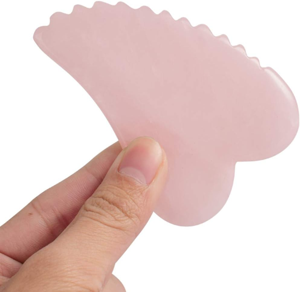 Gua Sha Facial Tool with Comb Edge - Rose Quartz Scraping Massage Board for SPA Acupuncture Therapy (Heart Shape) image number 5