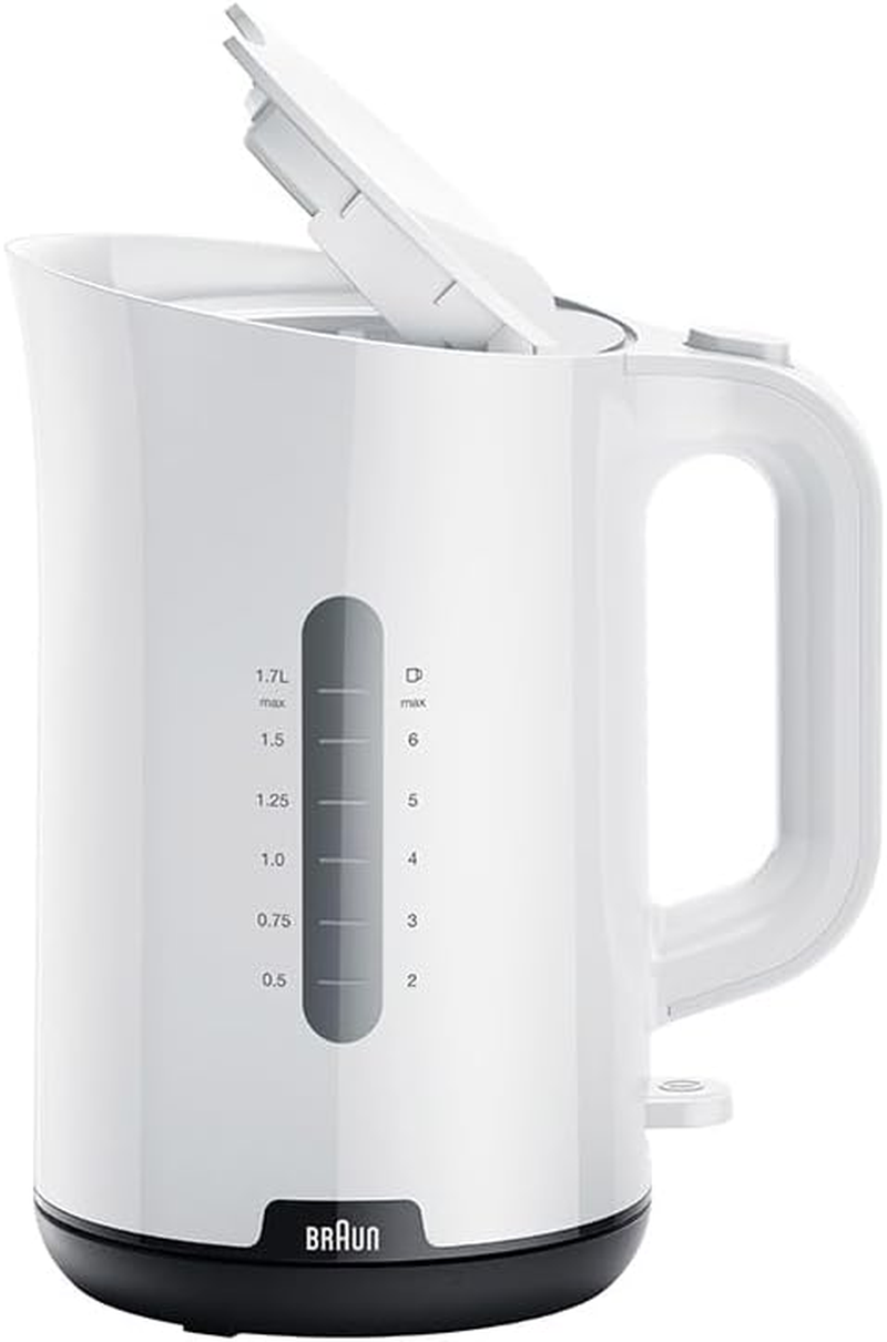 Braun Breakfast1 WK1100WH, Electric Kettle with 360&deg; Rotating Base, Water Level Indicator, Cable Storage, Auto Shut-Off Function, 1.7L Capacity, 1000W, White image number 2
