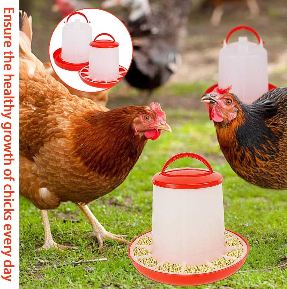 Chick Feeder Kit,Chicken Water Fountain,Feeding Container with Carrying Handle,Poultry Feeding Equipment Set,Chick Brooder Starter,For Baby Chicken,Duck Brooder image number 2