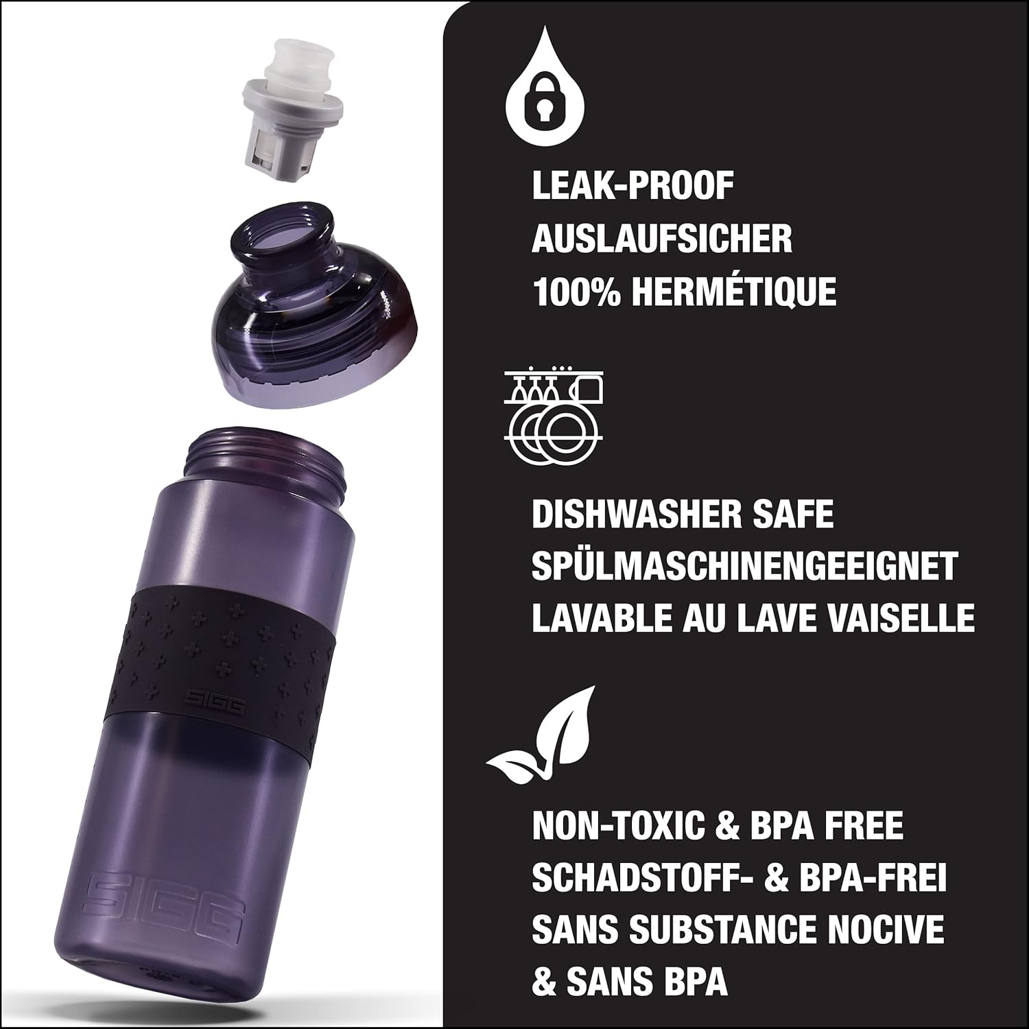 SIGG - Sports Water Bottle - Hero Anthracite - Squeezable - Leakproof - Lightweight - Dishwasher Safe - BPA Free - 20 Oz, Grey image number 1