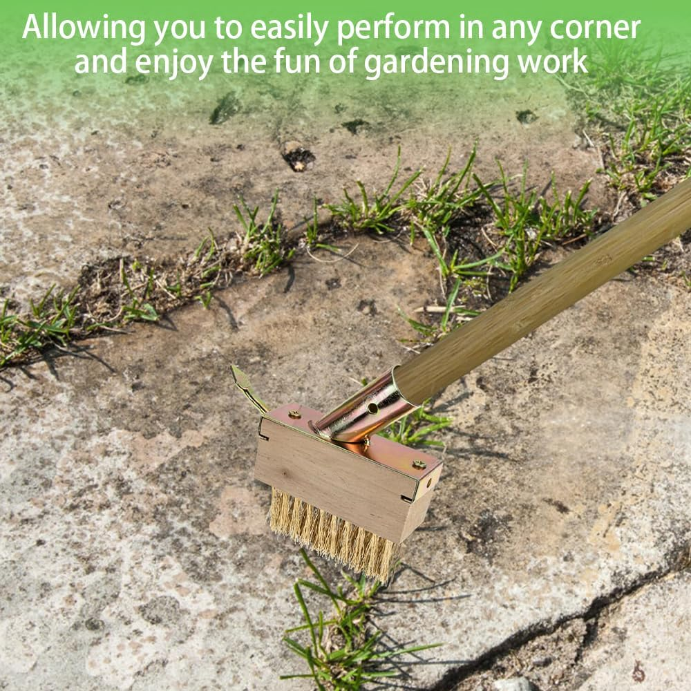 Crack Weeder, Long Manual Crevice Weeding Tool, Moss Weed Remover Puller Tool Grout Brush with 200Cm Long Handle for Deck Paver Walkway Driveway Garden Sidewalk, 1 Weed Brush Heads image number 4