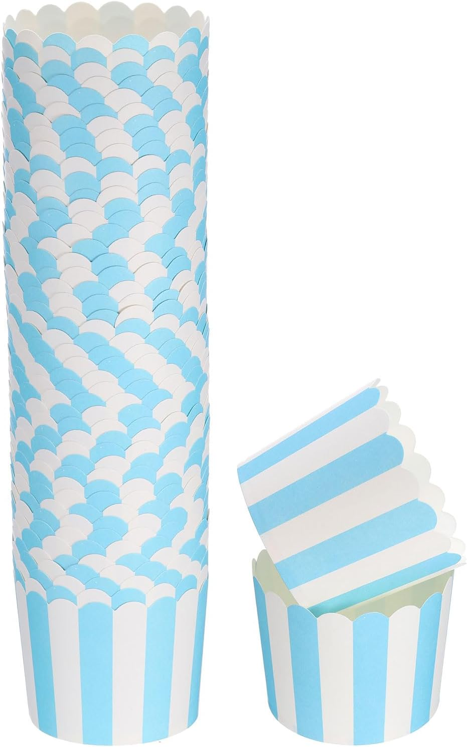 HARFINGTON 50Pcs Paper Baking Cups 6Oz Greaseproof Disposable Bulk Cupcake Muffins Liners Cases Wrappers for Wedding Birthday Graduation, Stripe Yellow
