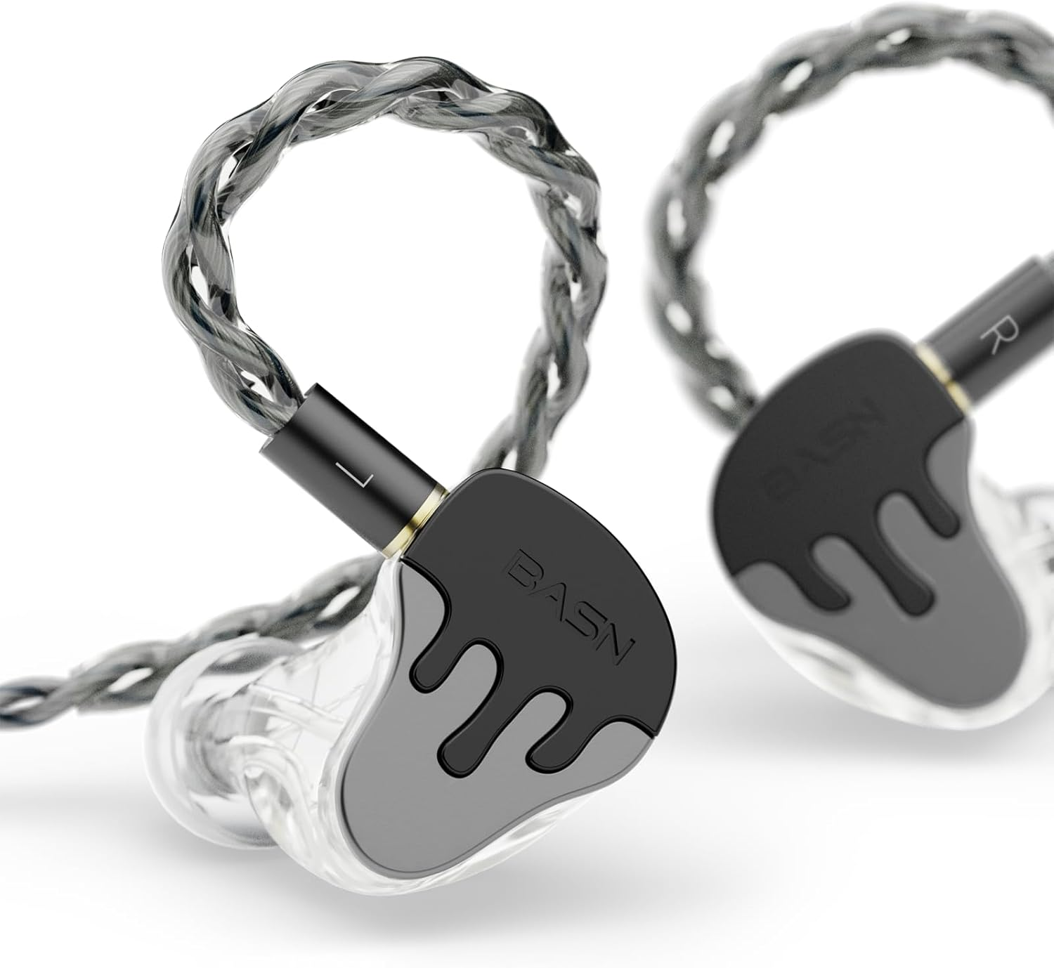 BASN Bmasterx in Ear Audio Monitor, Hybrid 6 Drivers IEM Earphones with Crystal Clear Sound, Detachable Cable plus Carrying Case & Fit Kit for Musician, Stage, Studio (3.5Mm/4.4Mm Jack, Black/White)