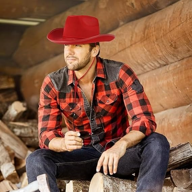 Cowboy Hat for Women Men 2 Packs Diy Cowgirl Hat Western Outfits 70S Parties Costume Accessories Adjustable String image number 1