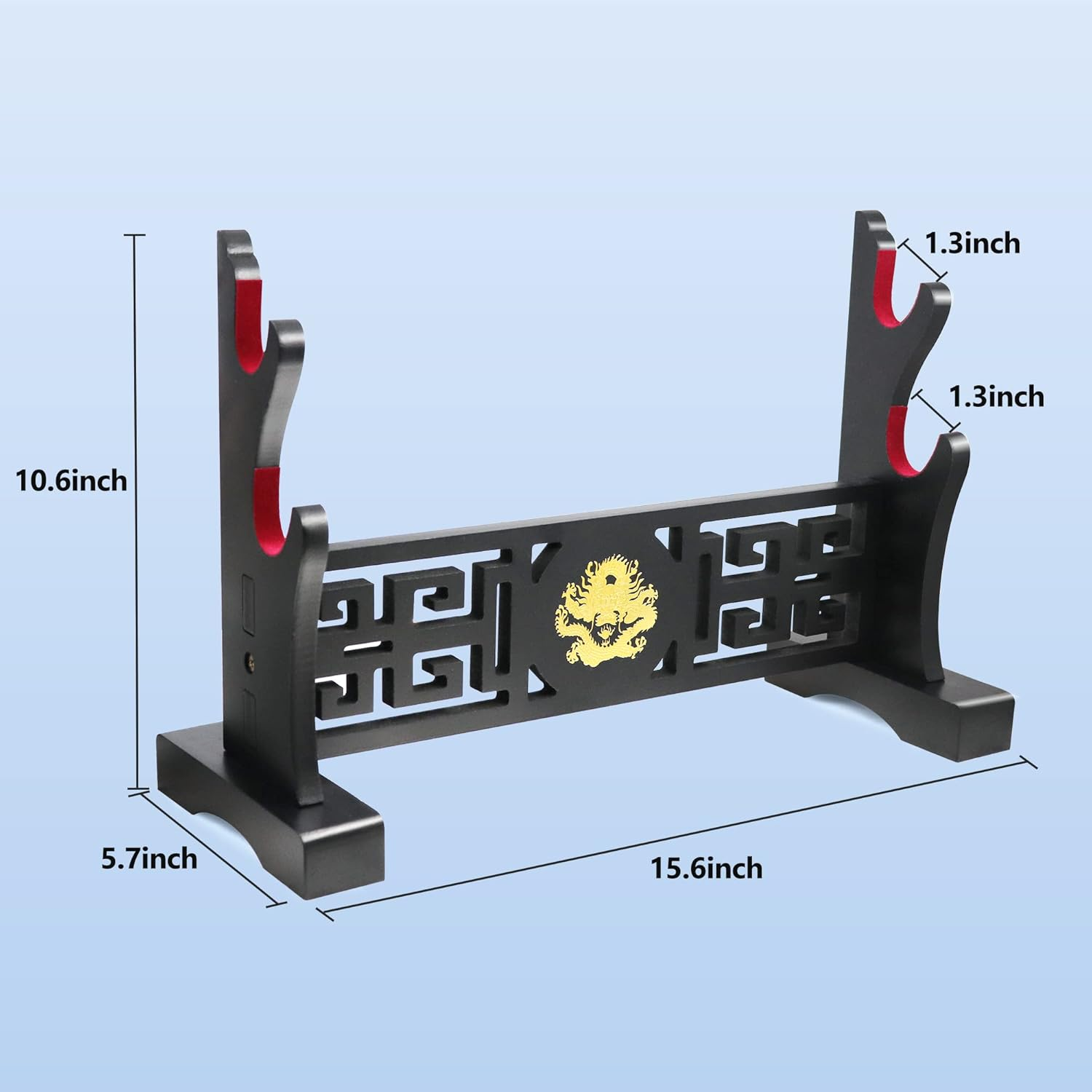 Eforlife Padded Sword Stand Display Velvet Protect Sword Rack Katana Genji Japanese Samurai Blade Gladius Templar Medieval Sword Stand Holder - Dragon (2-Tier) image number 3